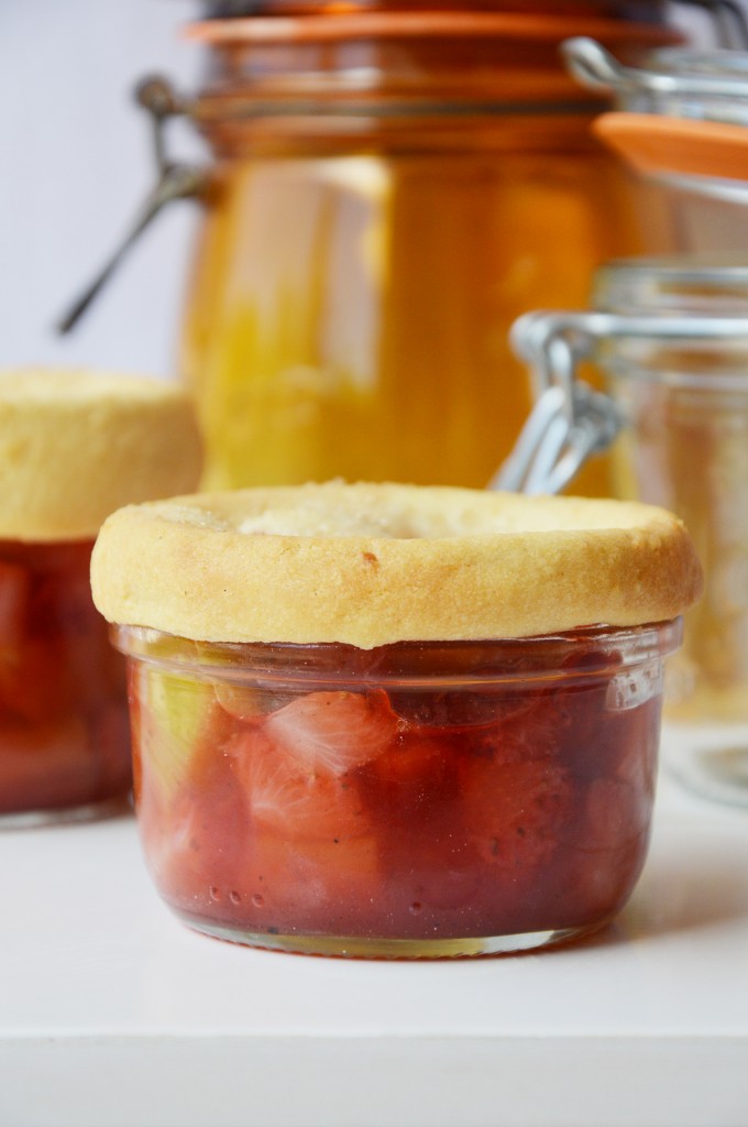 Strawberry and rhubarb pot