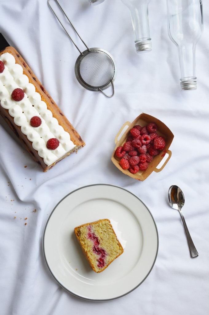 Cake vanille et coeur de framboise