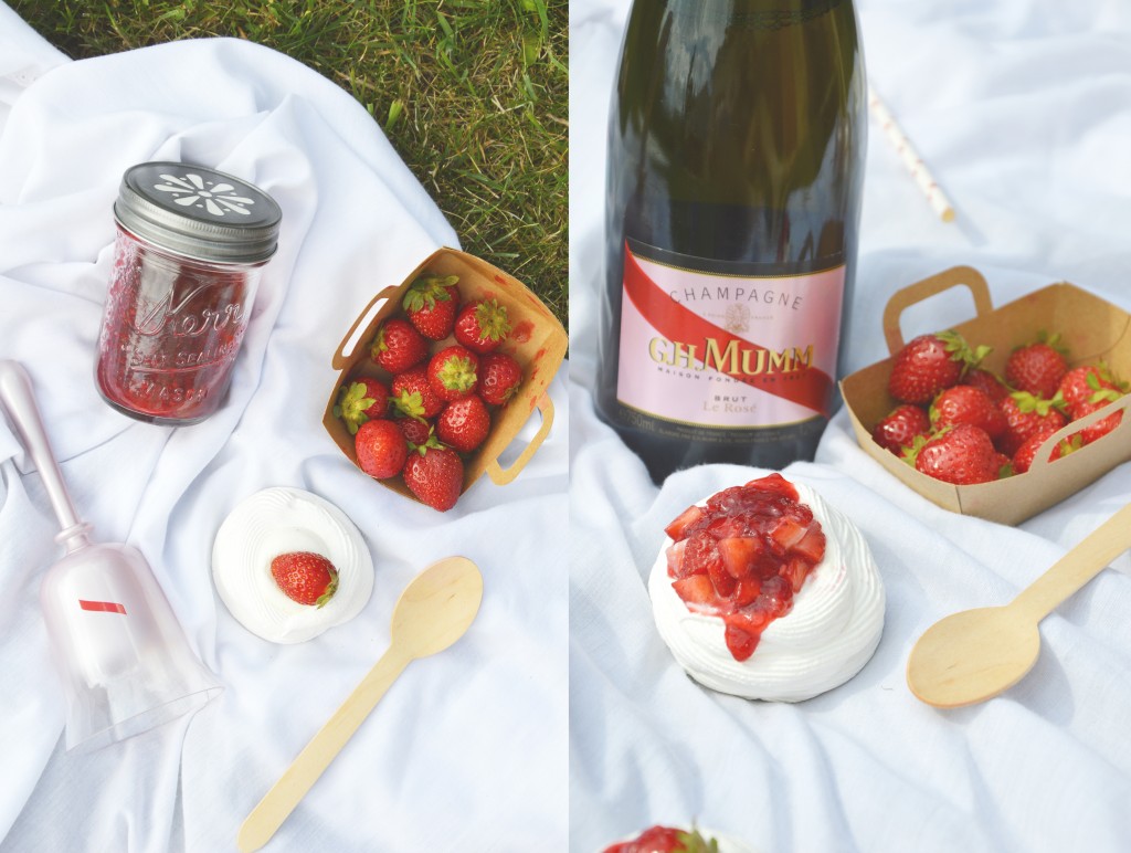 Pavlova citron - confiture fraise-mûre-champagne rosé G.H. Mumm by Plus une miette dans l'assiette