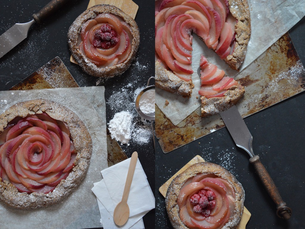 Rustic peach, vanilla and hazelnut pie