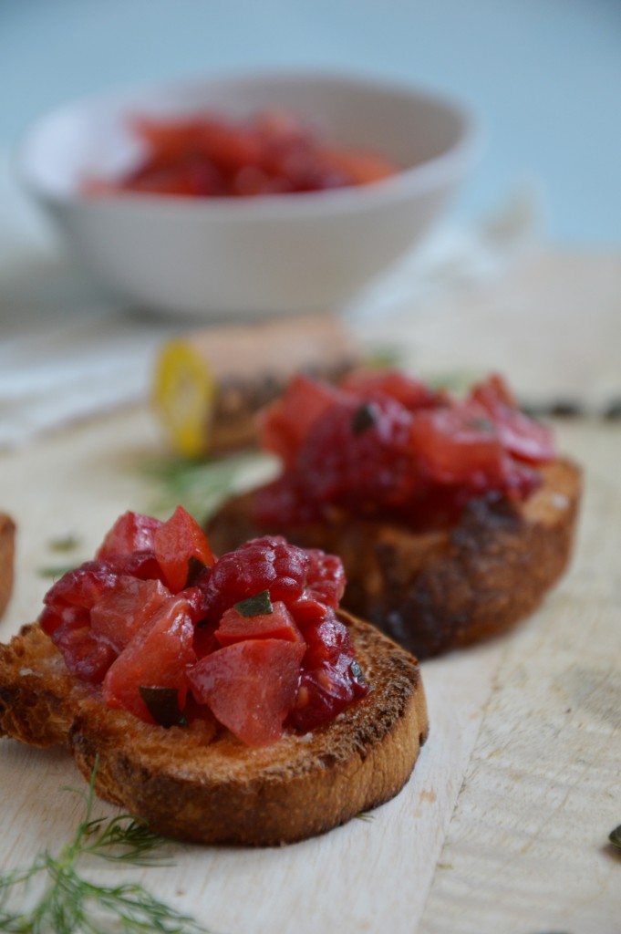 Crostini tomate - framboise - Plus une miette